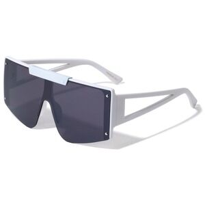 Shield Sunglasses White Frame Dark Black Lens Oversized Fashion Visor Lentes New
